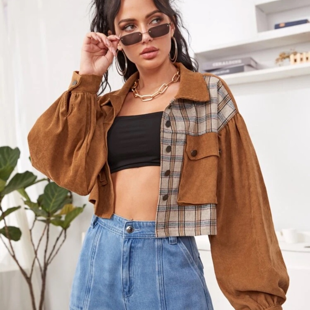 Button up burnt orange plaid